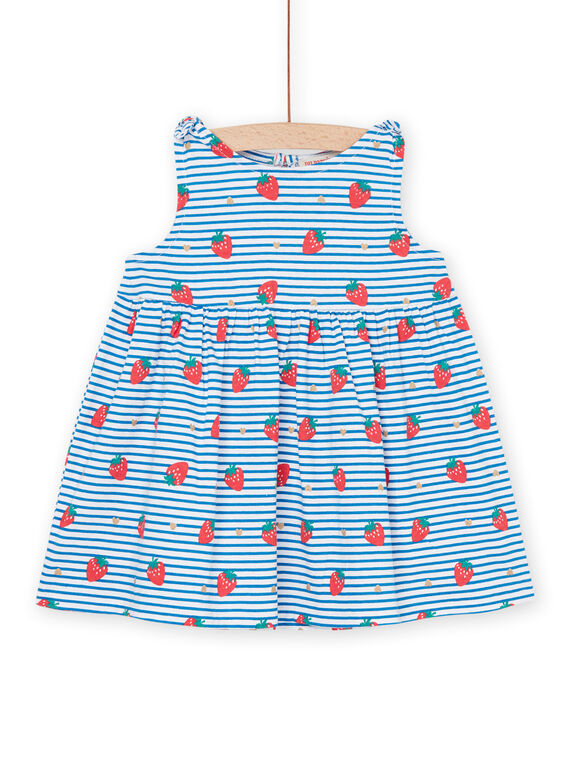Robe à imprimés fraises, coeurs et à rayures blanches et bleues RIPLAROB1 / 23SG09P2ROB000