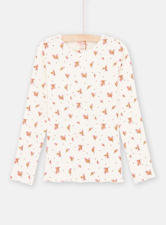 T-shirt écru à imprimé fleuri fille SAJOUTEE1 / 23W901G1TML001