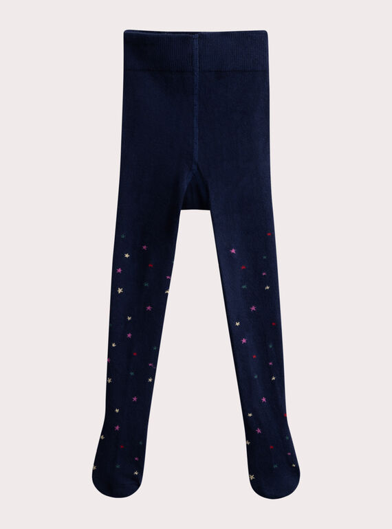 Collant marine à motif étoiles multicolores pour fille VYAWACOL / 24WI01T1COL070