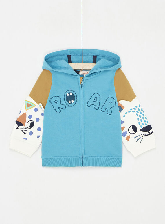 Gilet bicolore turquoise animé pour bébé garçon SULINGIL / 23WG10H1GIL202