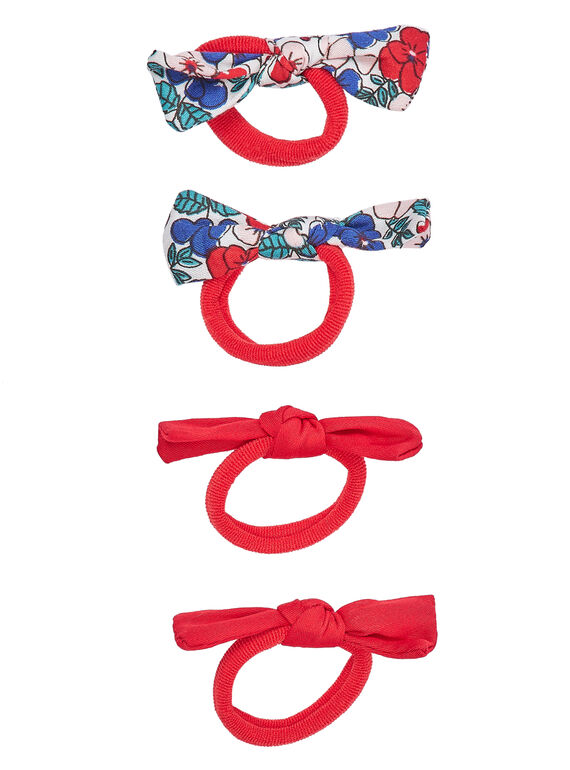 Lot de 4 élastiques avec nœuds (2avec motif fleurs + 2 unis)  JYAJACLIC2 / 20SI01B1BRT050