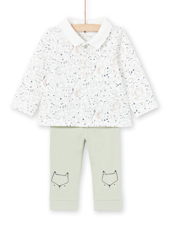 Ensemble chemise et pantalon blanc et kaki naissance garçon MOU1ENS4 / 21WF0441ENS001
