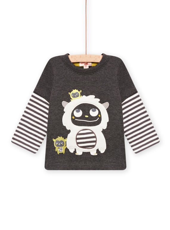 T-shirt manches longues gris anthracite bébé garçon MUHITEE2 / 21WG10U2TML944
