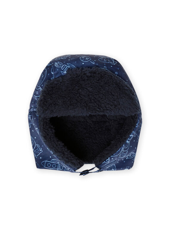 Chapka bleu nuit imprimé espace bébé garçon MYUPLACHA / 21WI1064BONC243