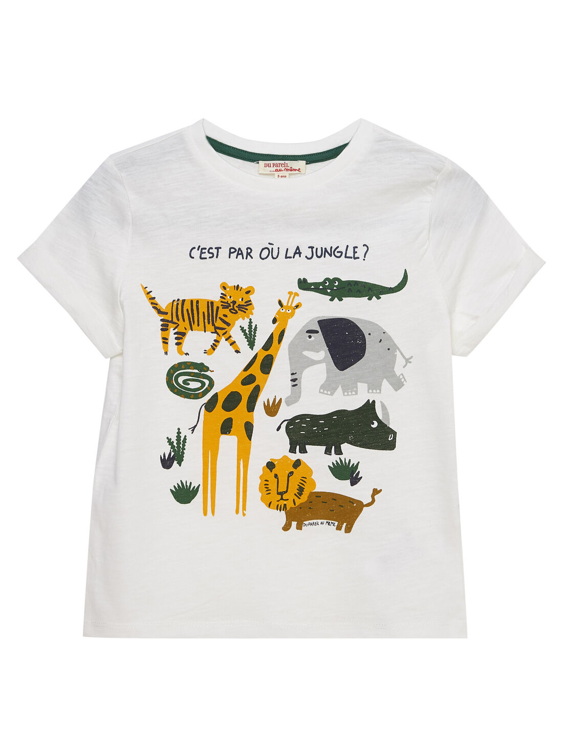 Tee shirt gar on manches courtes cru imprim animaux