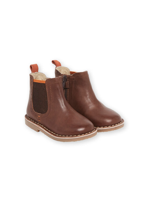 Chelsea boots cuir marron enfant garçon