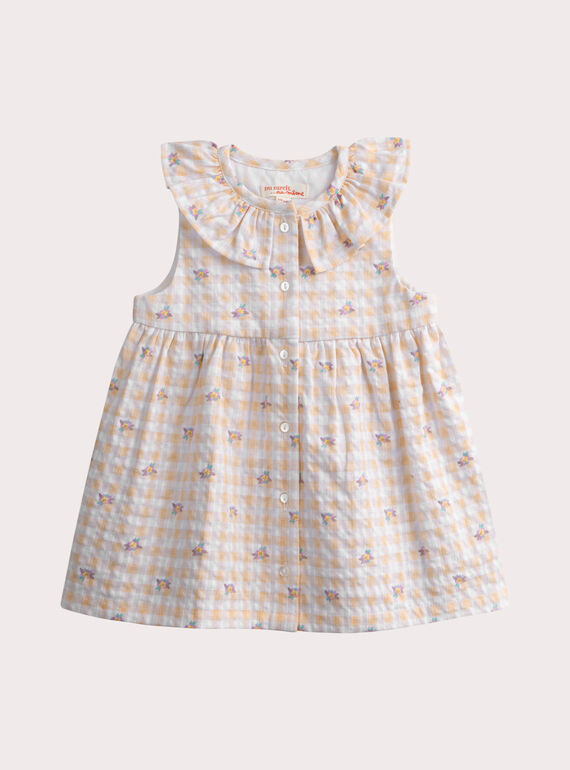 Robe à carreaux fleurit pour bébé fille WITAROB3 / 25SG09U4ROB000