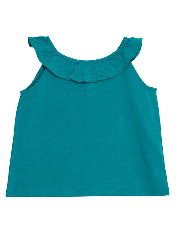 Débardeur turquoise à encolure volantée   JAJODEB6 / 20S901T5D27621