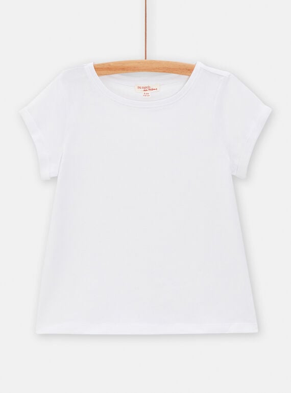 T-shirt manches courtes blanc pour fille TAESTI1 / 24S901V1TMC000
