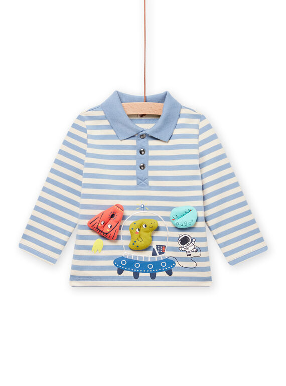 Polo à rayures bleu et blanc bébé garçon MUPLAPOL / 21WG10O1POL216
