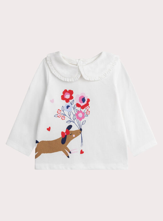T-shirt écru pour bébé fille WIKABRA2 / 25SG0933BRAA001
