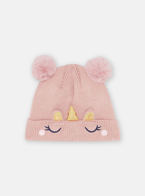 Bonnet rose à animation licorne SYAJOBON1 / 23WI0193BON303