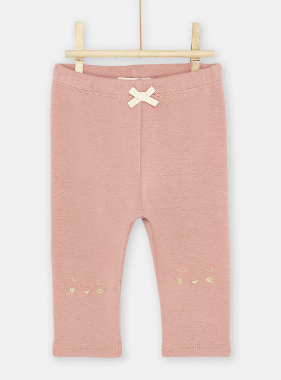 Pantalon litchi à broderies tête d'animal bébé fille SIJOPANDOU3 / 23WG09B3PAND317
