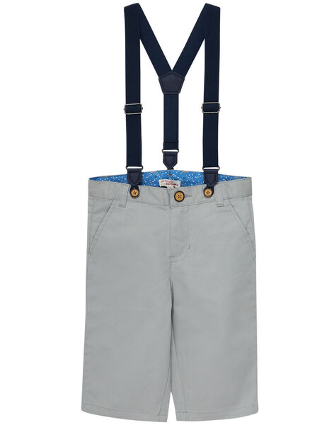 Bermuda Gris Galet Garcon Avec Bretelles Duo 2 Choc Enfant Dpam