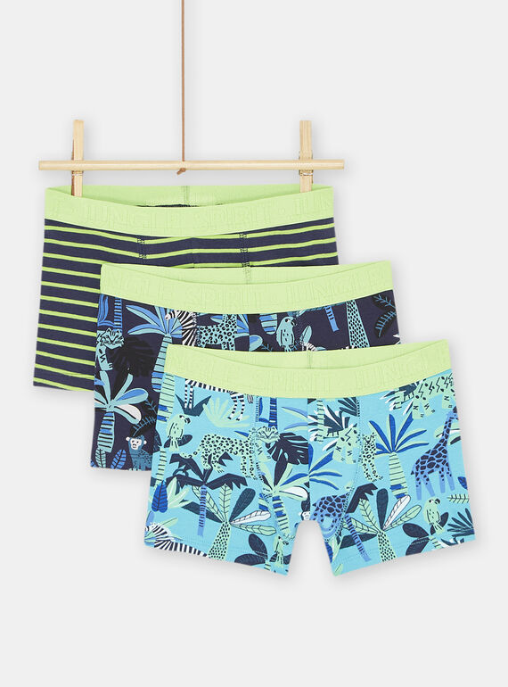 Lot de 3 boxers vert et bleu garçon SEGOBOXJUN / 23WH1263BOX705