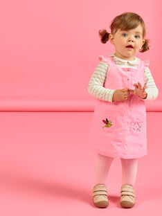 Robe-salopette en velours côtelé rose bébé fille MIKAROB2 / 21WG09I2ROBD316