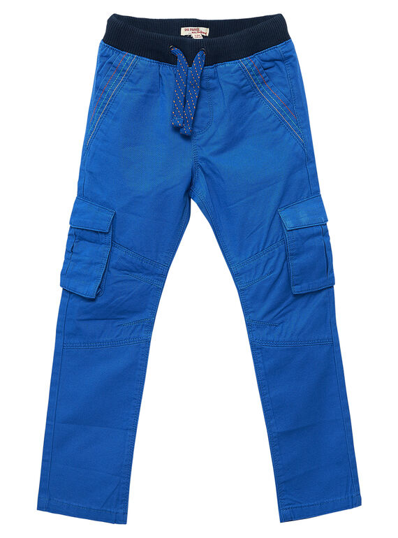Pantalon élasqtiqué cargo garçon bleu vif.  JOVIPAN2 / 20S902D1PAN703
