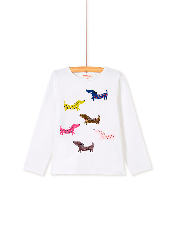 T-shirt manches longues, imprimé chien et sequins réversible KARETEE5 / 20W901G1TML001