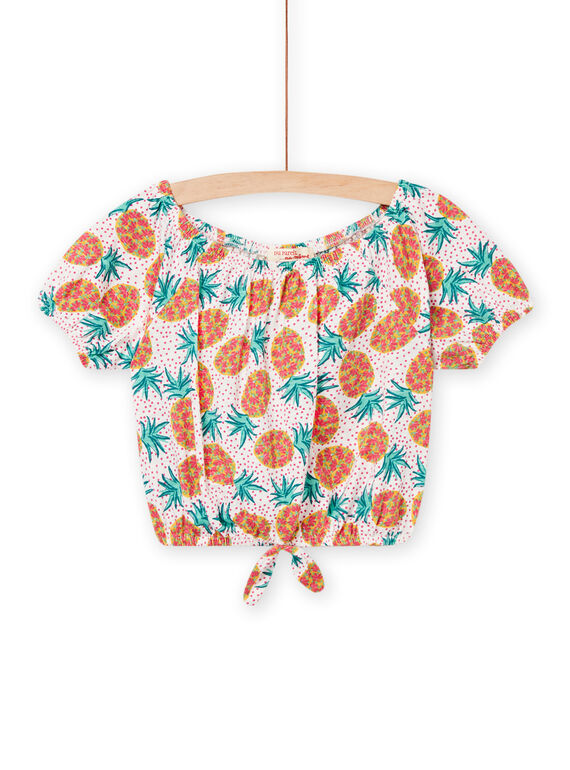 T-shirt manches courtes à imprimé ananas et pois enfant fille NAWATI3 / 22S901V4TMC001