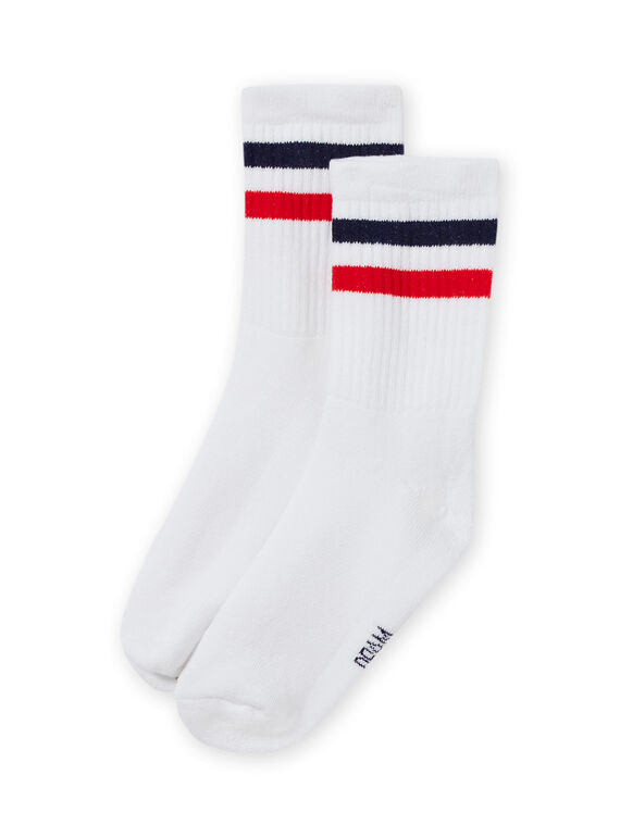 Chaussettes blanches à rayures colorées enfant garçon MYOJOCHOS1 / 21WI0212SOQ000