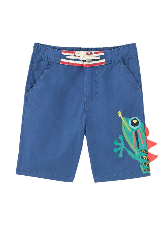 Bermuda garçon bleu outremer avec gros caméléon sur la jambe JOSAUBER3 / 20S902Q2BER707