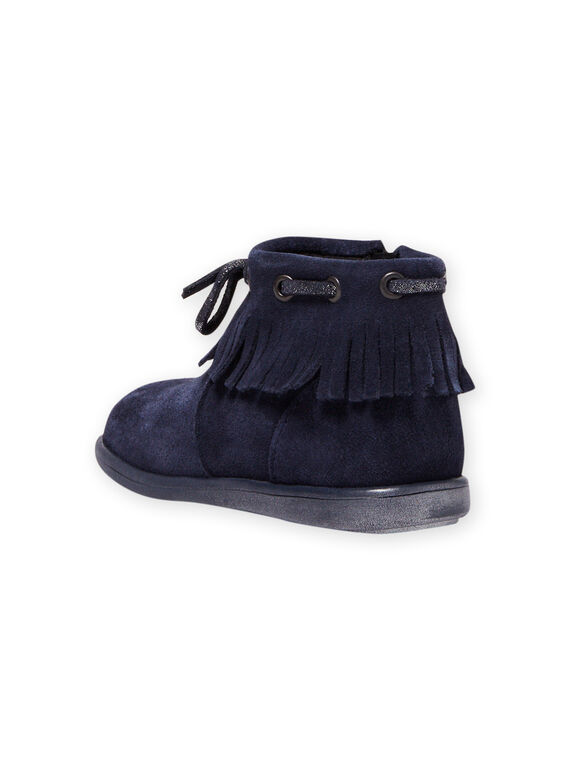 Boots bleu marine à franges bébé fille MIBOOTINDI / 21XK3771D0D070