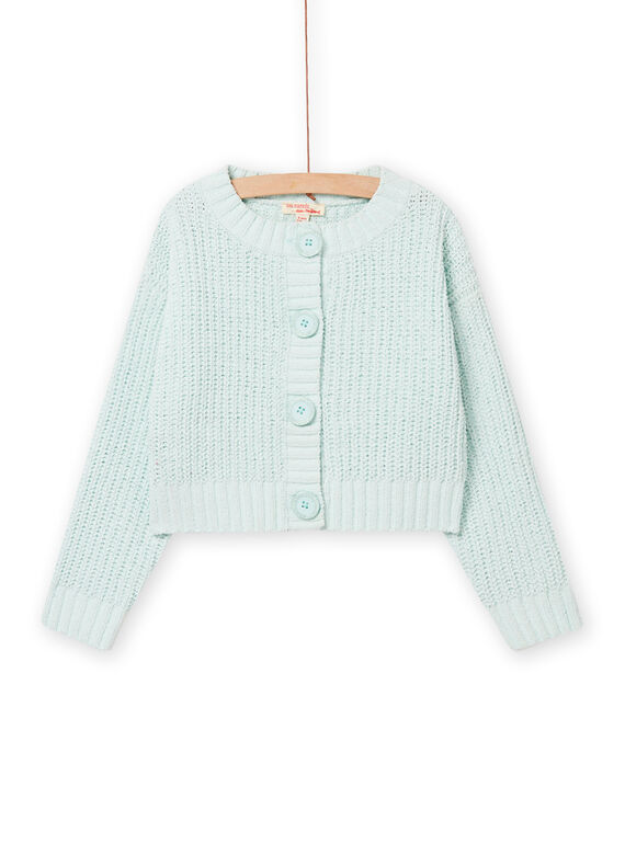 Cardigan en maille vert d'eau enfant fille NAJOCAR4 / 22S90164CAR614