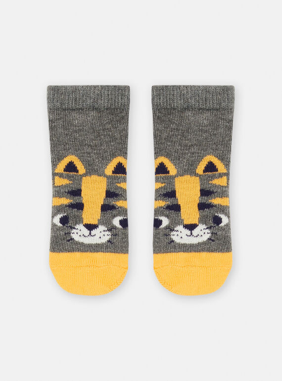 Chaussettes grises à motif chat SYUJOCHOB1 / 23WI10M4SOQ944