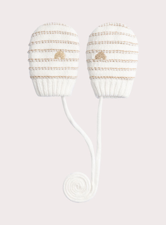 Mouffles rayées dorées pour bébé fille VYICHEGAN / 24WI09M1GAN001