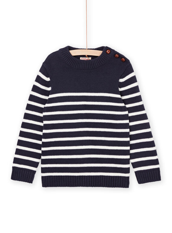 Pull bleu nuit à rayures blanches POJOPUL1 / 22W902D1PUL705