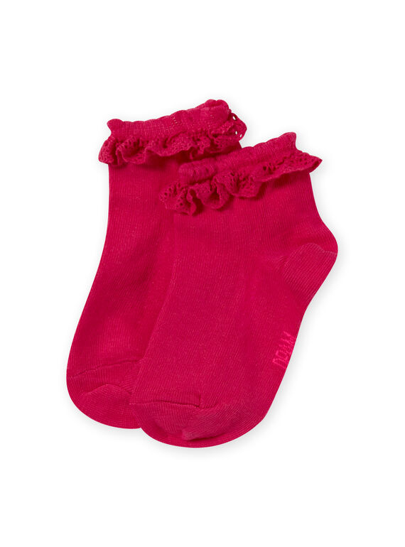 Chaussettes roses avec volant en dentelle enfant fille MYAESCHOD4 / 21WI01E6SOQF507