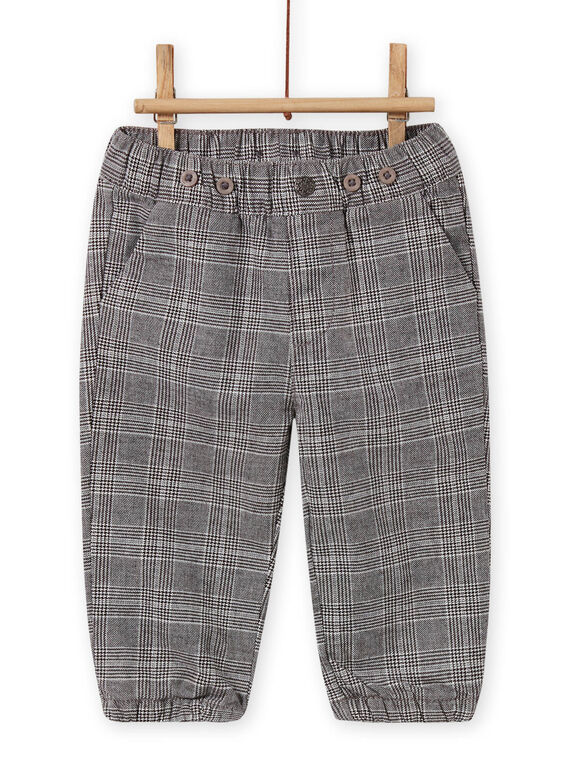 Pantalon noir à carreaux et bretelles rayées bébé garçon MUNOPAN2 / 21WG10Q2PAN090
