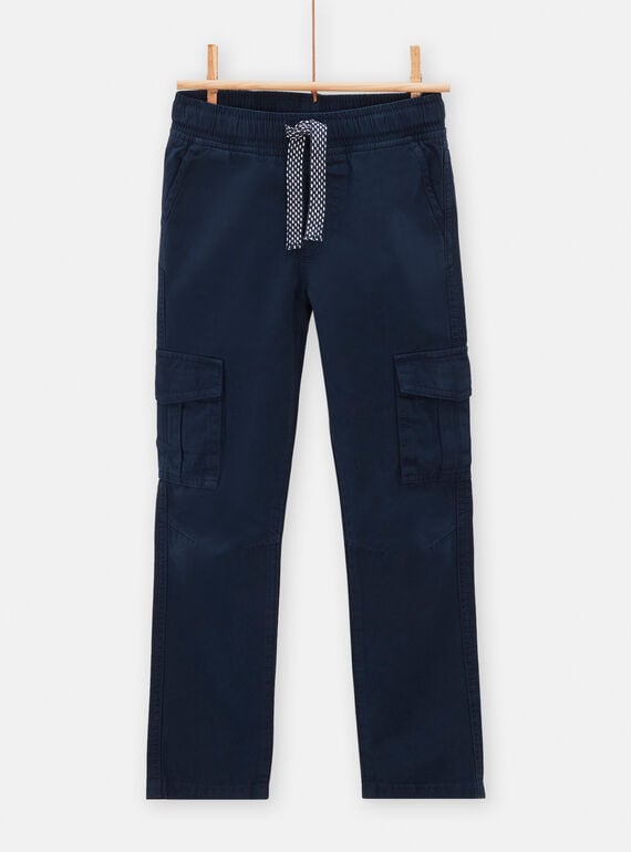 Pantalon bleu cargo pour garçon TOJOPAMAT1 / 24S90281PAN705