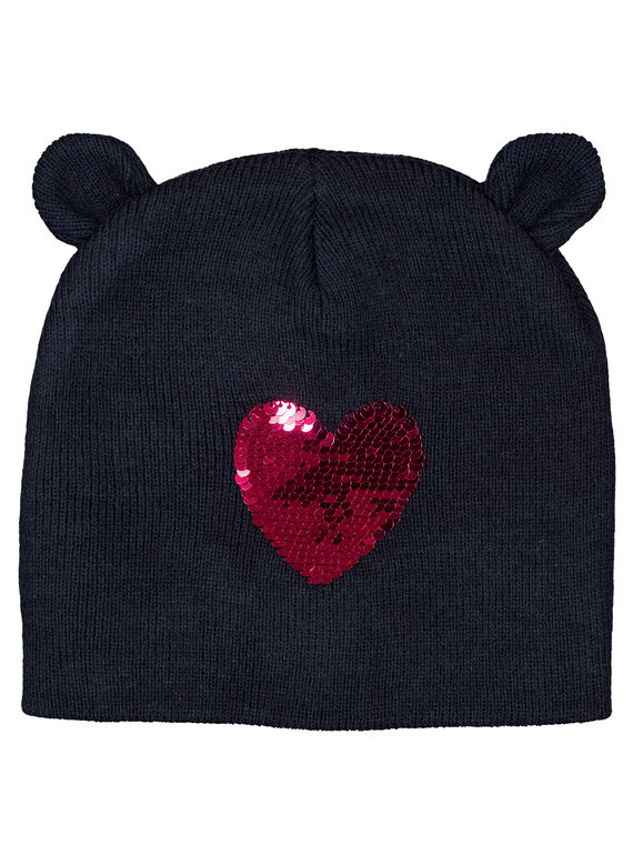 Bonnet avec cœur en sequin réversible. GYAMUBON / 19WI01F1BON070