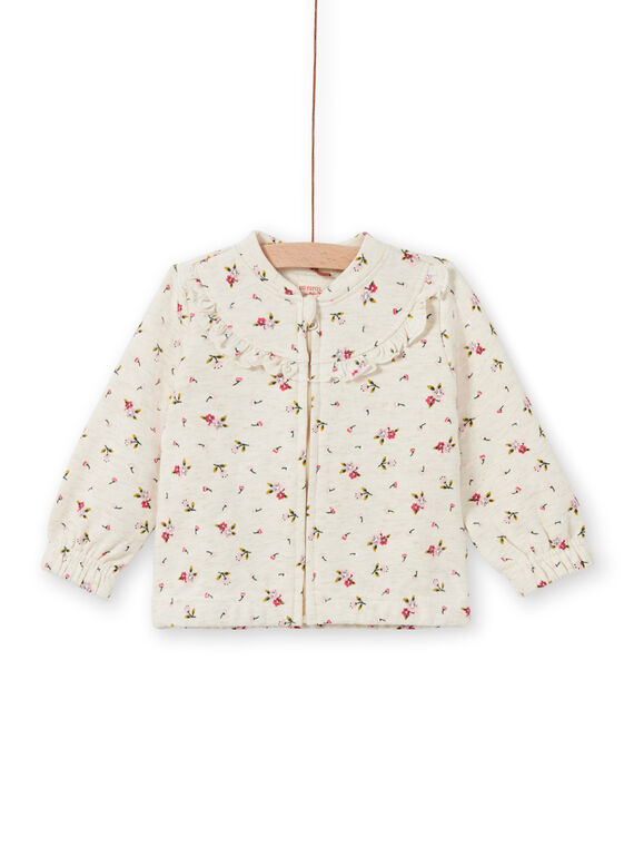 Haut de jogging beige à imprimé fleuri bébé fille MIKAHOJOG / 21WG09I1JGHA011