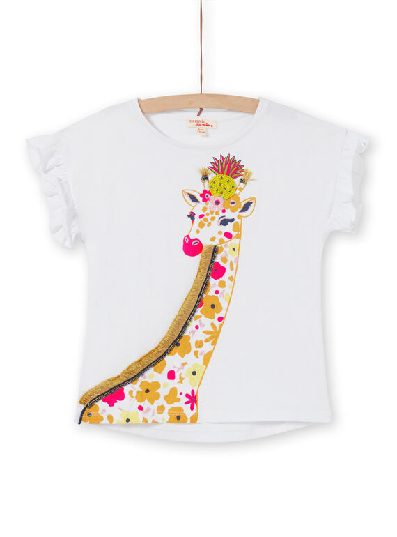 T-shirt manches courtes volanté et girafe en multi-techniques LAJAUTI4 / 21S901O4TMC000