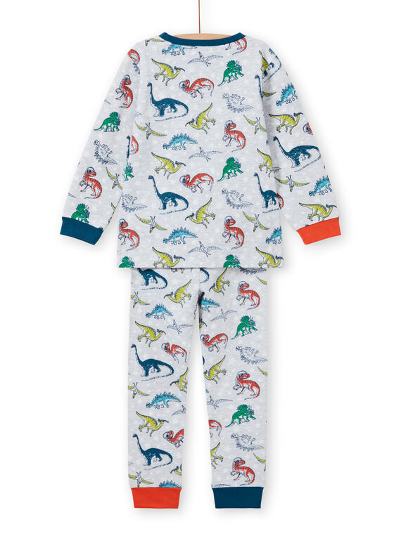 Ensemble pyjama gris chiné phosphorescent à imprimé dinosaure enfant garçon MEGOPYJAOP / 21WH1282PYJJ922