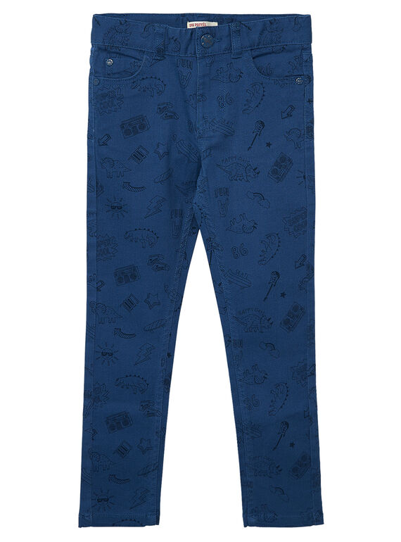 Pantalon slim garçon bleu avec imprimé JOGRAPAN2 / 20S902E1PAN622