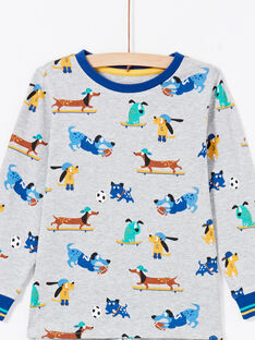 Pyjama gris chiné à motifs chiens enfant garçon MEGOPYJDOG / 21WH1235PYJJ922