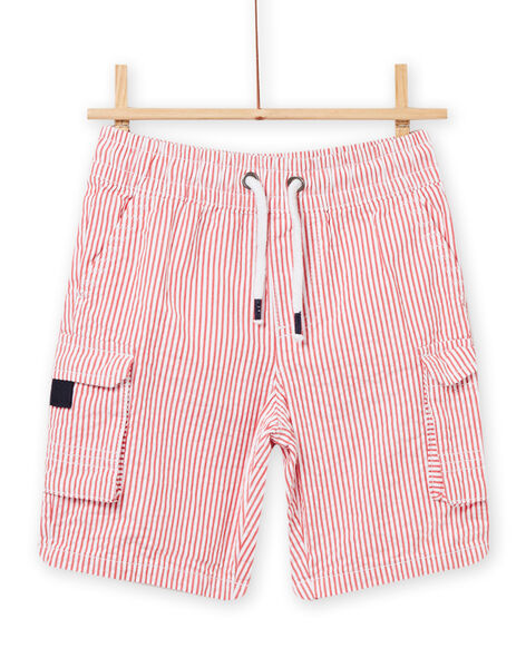 Bermuda à rayures rouge enfant garçon NOJOBERPOCH2 / 22S902C7BERF524