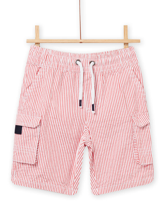Bermuda à rayures rouge enfant garçon NOJOBERPOCH2 / 22S902C7BERF524