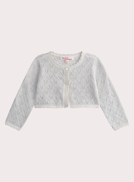 Cardigan écru pour bébé fille WIMACAR2 / 25SG0961CAR001