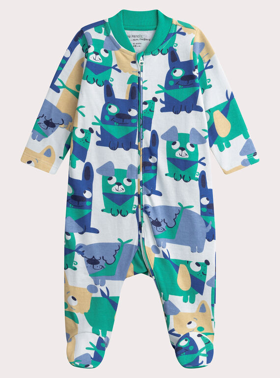 Grenouillère imprimé bleu pour bébé garçon WEGAGREMIX / 25SH1493GREC236