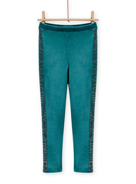 Legging bleu canard en velours fourré enfant fille MAJOLEG4 / 21W901N8PAN714