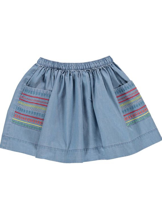 Jupe en chambray fille CABUJUP / 18S901K1JUP721