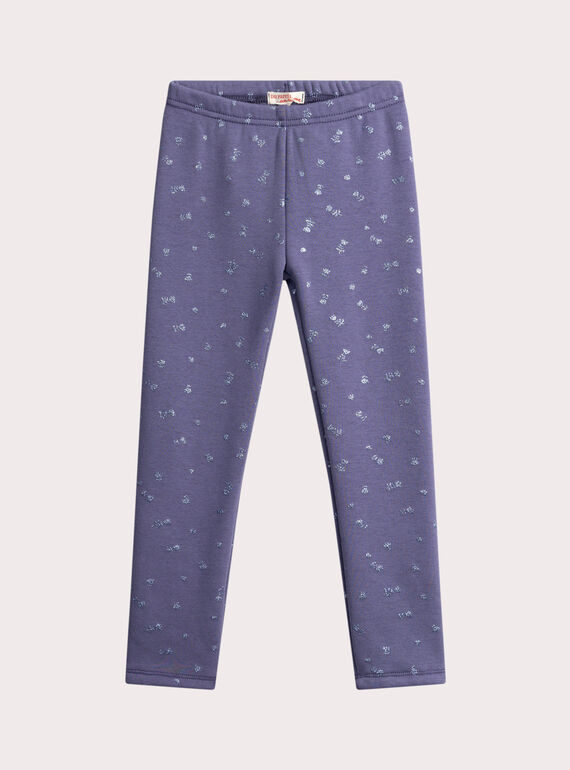 Legging lilas imprimé fleuri pailleté pour fille VAJOLEG5 / 24W901K2PANH703