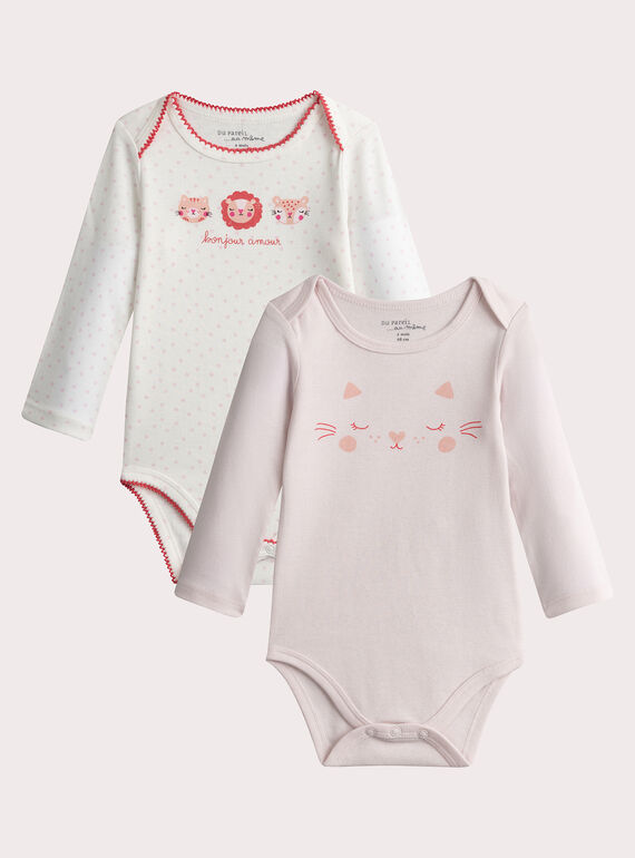 Lot de 2 body manches longues à motif animalier pour bébé fille VEFIBODCHA / 24WH1384BDL001