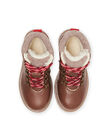 Boots cuir fourrées marrons à lacets enfant garçon MOBOOTMONT / 21XK3681D0D802