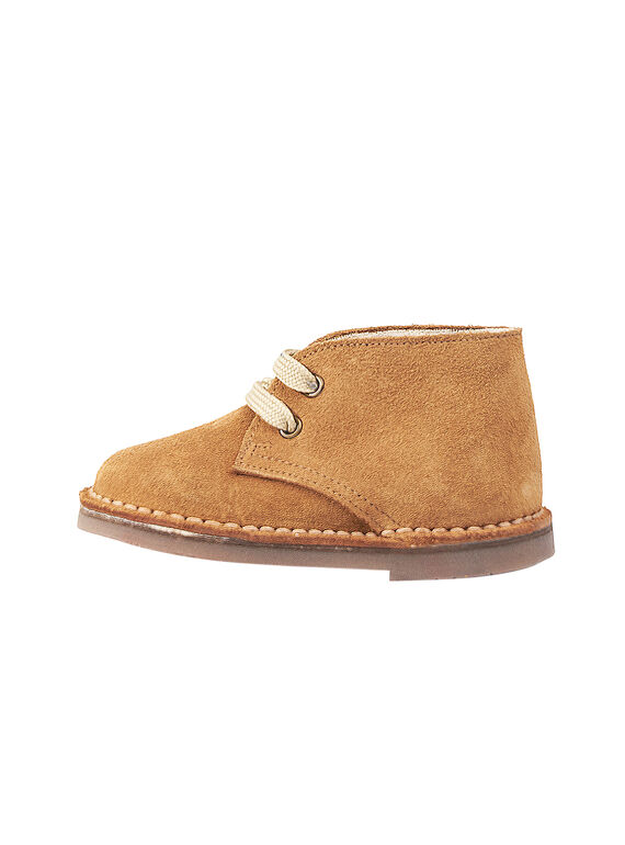 Desert boots croûte de cuir beige bébé garçon  GBGBOOTDES / 19WK38Y2D0D080