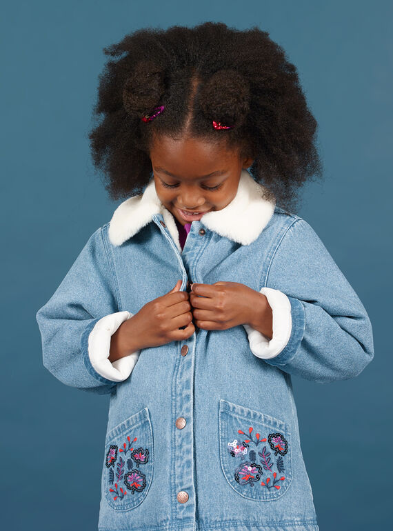 Veste en jean bleu enfant fille MAPAVESTE / 21W90151VESP274